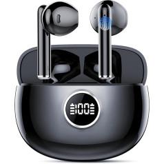 Bluetooth Headphones, Wireless Bluetooth 5.3, In-Ear Headphones Bluetooth with 4 ENC Noise Cancelling Mic, 50H Immersive Deep Bass Stereo Sound, USB-C, IPX7 Waterproof Earphones, LED Display