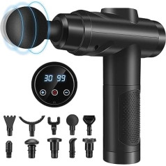Massage Gun, Muscle Percussion Massager with 30 Speeds, Quiet Hand Massager, Massage Gun with LCD Touchscreen 10 Heads Massage Gun for Shoulder, Body, Back, Relaxation