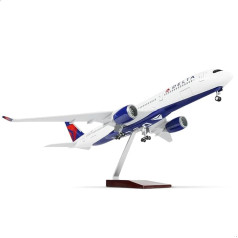 QIYUMOKE 1/144 Metal Plane Model for Delta A350 for Airbus A350 Model Airplane with Stand (18 Inch Long) Exhibition Decoration for Aviation Enthusiasts