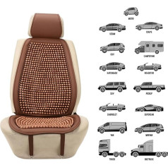 JSCARLIFE Universal Natural Wood Seat Cover with Beads, Massaging, Cool Cushion for Car, Truck, Four Seasons and Breathable Car Seat Cushion Makes Driving on Long Trips More Bearable