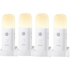 YELKO Motion Sensor Night Light for Indoor Use - 2000 mAh Battery Operated Lights, Rechargeable and Wireless, Dimmable LED Night Lights for Children's Room (Warm White)