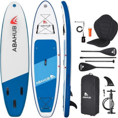 Abahub Inflatable SUP Board, 320 x 78 x 15 cm, Stand Up Paddling Board Set, Blue/Green/Orange/Red Standup Paddle Board with Adjustable Aluminium Paddle, Kayak Seat, for Kayaking, Canoeing, Fishing
