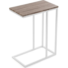 Padua Side Table for Living Room, Bedroom or Kitchen Modern Low Table Measures 61 x 26 x 46 cm (H x L x W) Wood and Metal Colour: Brown and White