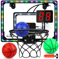 Auney Mini Basketball Hoop Children Indoor Basketball Basket in Room Wall Mounted with 3 Basketball Electronic Scoreboard Sports Toy Set Gifts for Boys