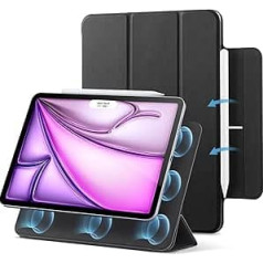 ESR for iPad Air 13 Inch M3/M2 Case (2025/2024) and iPad Pro 12.9 (2022/2021/2020), Magnetic Attachment, Thin Trifold Stand Case, Supports Pencil Pro/USB-C, Rebound Series, Black