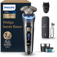 Philips Razor i9000 Prestige Ultra, Wet and Dry Razor for Men, Adriatic, Pressure and Motion Sensor, 5+1 Beard Styler, Cleaning Station, UV Charging Case & Travel Case (Model XP9402/46)
