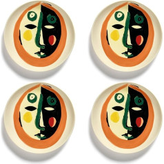 Serax Ottolenghi Breakfast Plates, Ottolenghi 4 Dessert Plates, Assorted Color Stoneware Dinnerware Set, Luxury Tableware for Home Dinner Party Kitchen Sets