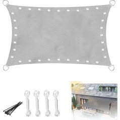 Balkon Sonnensegel 4x5m, Wasserdicht Sonnenschutz Rechteckig Sonnensegel mit Ösen und Seil, UV Schutz Hellgrau Markisenstoff für Balkon Garten Terrasse