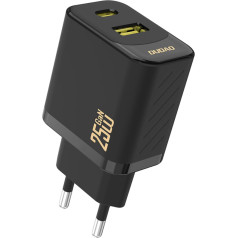 Dudao 25 W USB-A USB-C ātrās uzlādes lādētājs - melns