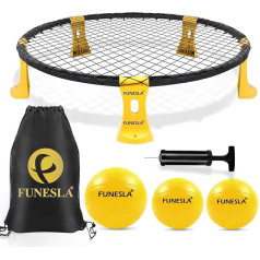 Ball Outdoor Play Set, Roundnet Game Set, Outdoor Team Ball Game Consisting of Play Net, 3 Balls, Drawstring, Ball Pump and Manual