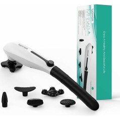 VOYOR-HEALTH Percussion Massager for the Full Body, Handheld Electric Back Massager, Deep Massager, 5 Massage Heads, Continuously Variable Speed, MH560, White
