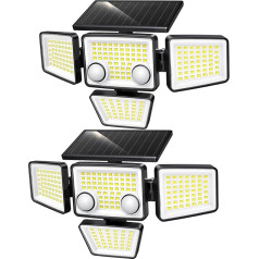 Lumisky Fairview 2 Pack Solar Spotlights with 4 Black Heads Powerful White Swivel Motion Sensor Ideal for Securing Garden, Patio and Outdoor Use