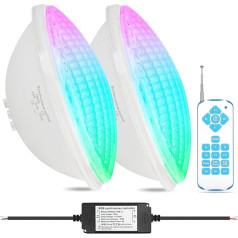 COOLWEST LED Pool Lighting PAR56 RGBW 36 W Underwater Light External Synchronisation with Remote Control Outdoor Pool Headlight AC 12 V for Swimming Pool Garden Light (Pack of 2)