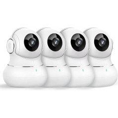 Little Elf Indoor Surveillance Camera, Baby Monitor with Camera with Motion Detection, Two-Way Audio, 2K 3MP WiFi Camera, 360 Degree Camera Surveillance Indoor, Dog Camera with App, Pack of 4