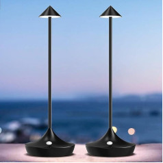 LED Battery Table Lamp Wireless Set of 2, Modern Dimmable Wireless Table Lamp 6000 mAh, Aluminium, Waterproof, Table Lamps Rechargeable for Outdoor Indoor Restaurant Bedside Table Patio
