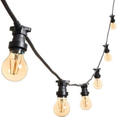 Mu 5 m Outdoor Fairy Lights, Expandable to 1000 W, 10 Bulbs S14 LED 2 W (= 15 W) E27 Weatherproof IP65, Fairy Lights Outdoor Power Decoration for Garden Party, Wedding, Garden, Wedding, 5 m, Black
