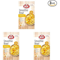 RUF Smoothie Bowl Tropilicious Breakfast Snack on Oatmeal Based with Mango & Passion Fruit, Easy & Quick Preparation, Vegan, 1 x 50 g Bag (Pack of 3)