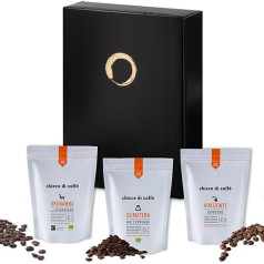 GUSTONE. Elegant Coffee Gift Set Trio with 3 Chicco di Cafe Premium Espressi | Urubamba, Sumatera, Horizons Whole Beans