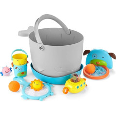 Skip Hop Baby Bath Toy Bucket Filled Bath Toy and Bucket Grey
