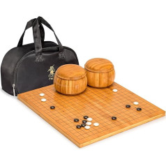 Yellow Mountain Imports Bamboo 2 cm Reversible 19 x 19/13 x 13 Go Game Board Set with Double Convex Melamine Stones and Bamboo Bowls - Classic Strategy Board Game (Baduk/Weiqi)