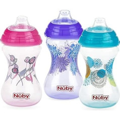 Nuby Polypropylene No Spill Pinpoint Soft Spout Clik-It Girls 10oz (3 Pack)