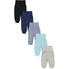 Baby Boys' Long Baggy Trousers, Pack of 3, Black, dark blue, graphite, beige, mint green