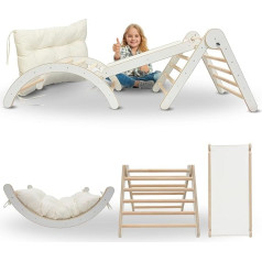 MAMOI® Climbing Frame Climbing Triangle Indoor 4 in 1 Set Montessori Climbing Arch with Cushion, Indoor Playground 1-3 Years and Slide for Children