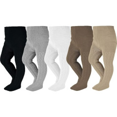 EPEIUS Baby Girls Tights Cable Knit Leggings Stockings Cotton Pantyhose for Newborn Infants Toddlers 3/6 Pack, Cable_black/brown/khaki/grey/white, pack of 5