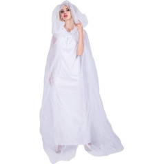 EraSpooky Women's Ghost Bride of White Costume with Cape Coat Fancy Dress Costumes Cosplay Halloween Party Carnival Carnival Costume for Adults
