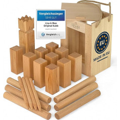 LISA & MAX Kubb Original Viking Chess Robust Premium FSC® Beech Wood Made in EU - Official Tournament Dimensions