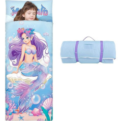 Children's Sleeping Bag Double Zip Soft Warm Foldable Children's Sleeping Bag with Removable Cushion for Girls Boys Easy Clean Sleeping Bag for Outdoor Indoor Camping 150 x 60 cm