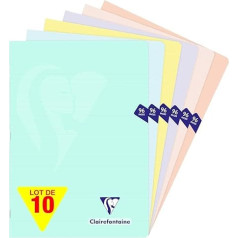 Calligraphe Clairefontaine Mimesys Pastel 308166Cpack 10 Stapled Notebooks A4 21 x 29.7 cm 96 Pages Ruled White Paper 90 g Polypropylene Cover Opaque Random Colour