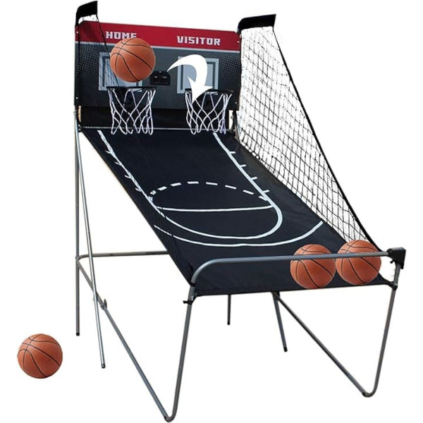 8-in-1 Electronic Basketball Machine, Automatic Basketball Hoop, Electronic Basketball Game, Including 4 Balls and 2 Catching Baskets, with 8 Game Settings and Electronic Scoreboard, Black