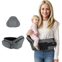 Baby Hip Seat Ergonomic, Lightweight Waist Stool for Children 0-36 Months, Adjustable Baby Carrier with Waist Support (Grey)