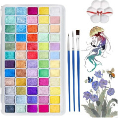 Shifting Watercolour Painting Set, Shifting Watercolour Paint, Portable Pearlescent Metallic Watercolour Paints, Glitter Watercolour Solid Paint Box for Kids Adults Beginners Artists (1 Piece, 60