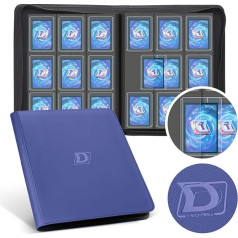 Toploader Binder Albums 100% for 288 Trading Cards Toploader, 9-Sided Card Binder with PU Leather for 3 x 4 Inch Rigid Toploader, Trading Card Album Ideal for TCG, MTG etc., Blue