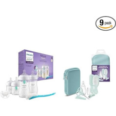 Philips Avent Baby Bottles with AirFree Valve & Avent Baby Care Kit - Starter Set with 9 Accessories