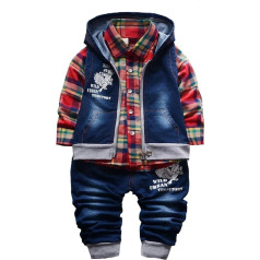 Yao Spring Autumn Baby Boys 3-Piece Clothing Set Cotton Shirt Jeans Vest