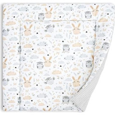 Changing Mat for Babies, 75 x 72 cm, Soft Cotton, Washable, Changing Table and Changing Table Mat, Light Grey, Owls