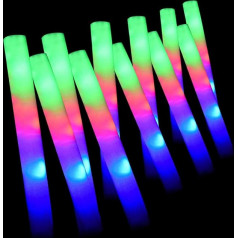 Pack of 100 LED Glow in the Dark Wands Foam Sticks with 3 Modes Party Accessories for Wedding, Birthday, Christmas, Halloween