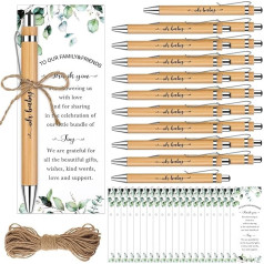 36 Sets Babyparty-Geschenke für Gäste, Babypartys, Kugelschreiber und Gruß, Dankeskarten, einziehbare Bambusstifte, Geschlechtsoffenbarung, Partygeschenk für Babyparty, Party, Souvenirs,