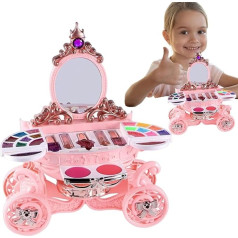 Children's Play Make-Up Toy, Children's Washable Make-Up Toy - Girls Play Make Up Kit with Cosmetic Case, Toddler Vanity Beauty Set with Doll for Home
