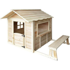Home Deluxe Playhouse – The Large Palace, Natural – 166 x 138 x 132 cm – With Bench – FSC Certified Children's Playhouse, incl. Assembly Material – Garden Shed, Wooden House, Children's House