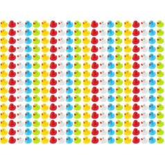 WELLGRO 200 Bath Ducks Colourful (Yellow, Red, White, Blue, Green) Each Duck Approx. 3.5 x 3 cm (Diameter x Height), Rubber Duck, in Net