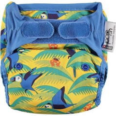 Close Pop-in Premium Bamboo Cloth Nappy - One Size Fits All Birth to Potty Secure Snap Closure Print Design - Parrot