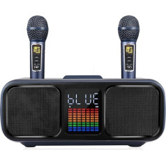 Karaoke Machine, Karaoke Set Portable Children with 2 Wireless Microphones, LED Light, Music Box PA System for Home Party, Meeting, Wedding, Picnic, Gifit