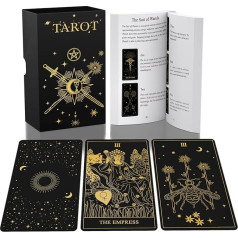 Original Tarot Card Set with Instructions, 78 Pieces Tarot Cards with Gold Foil on the Surface, Fortune Telling Game, Tarot for Beginners