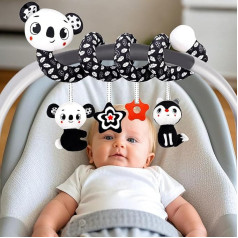 vocheer High Contrast Baby Toys for Newborn, Black and White Car Seat Toys, Sensory Toys for Babies Activity Toys Stroller Spiral Hanging Toys Infant Rassles 0-3 Months, Baby Stuff for Newborn, Koala