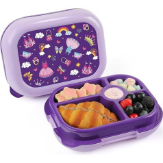 Children's Lunch Box with Compartments, Bento Box, Leak-Proof Lunch Box, Bread Box Children for Girls and Boys, Perfect for School & Nursery - 745 ml BPA Free (Purple Princess Castle)