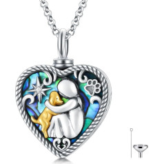 AOBOCO Sterling Silver Dog Urn Chain for Ashes, Dog Memorial Keepsake Cremation Necklace Jewellery Gifts for Women Dog Lovers